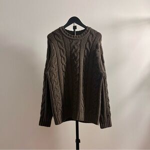 Vintage Herman Geist Chunky Cashmere Cable Knit Crew Neck Green Sweater Size S